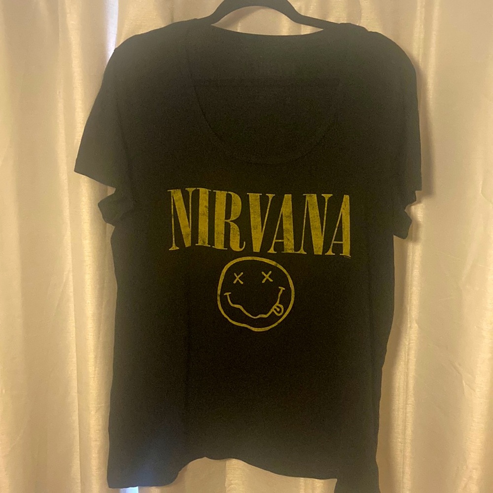 Classic Nirvana oversized band tee- long scoop neck. tiny hole in back (photo 3)